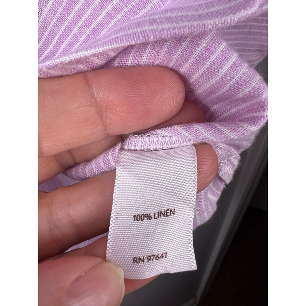 J.Jill Love Linen Pink Stripe Tunic Top Women Large 100% Linen 3/4 Sleeve - Picture 4 of 7